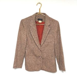 Vintage Tweed Wool Blend Camel Blazer Size 9